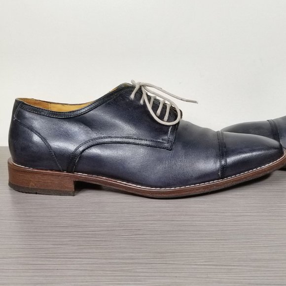 Ron White Eugene Cap Toe Derby, Agean Blue Leather Fit sz 9 - Picture 7 of 10
